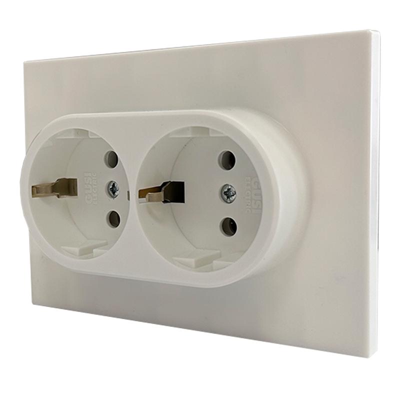 Механизм розетки 2-м СП с/з с з/ш Ugra 16А 250В бел. GUSI С11Р6-001
