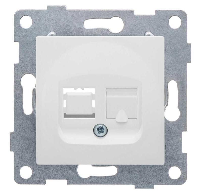 Механизм розетки телеф. 1-местн. RJ12 СП. Ugra бел. матов. GUSI С11Т1-041