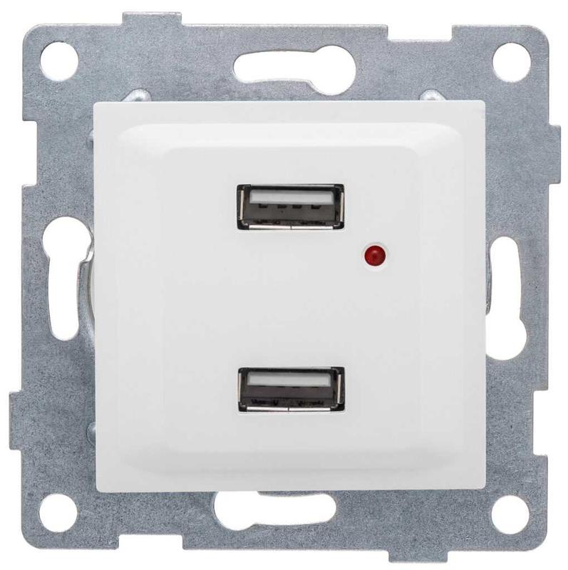 Механизм розетки 2хUSB СП Ugra бел. матов. GUSI С11USB2-041