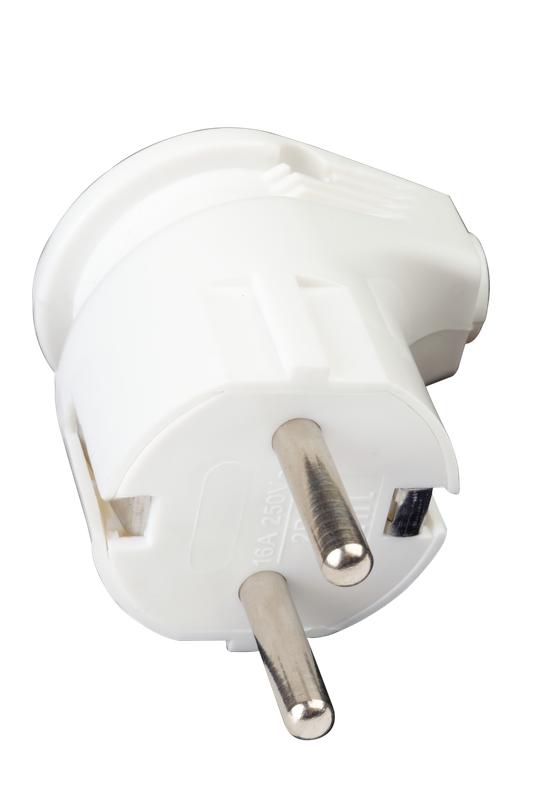 Вилка ABS-пластик угловая с/з 16А 250В IP20 бел. Duwi 30469 2