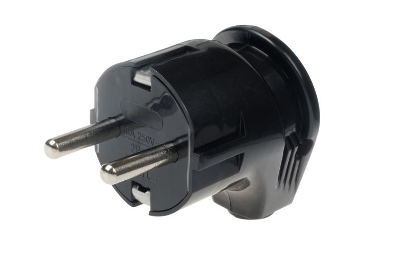 Вилка ABS-пластик угловая с/з 16А 250В IP20 черн. Duwi 30470 8