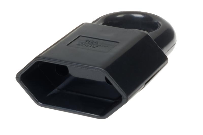 Розетка кабельная пластик прямая (под евровилку) б/з с кольцом 10А 250В IP20 черн. Duwi 30461 6