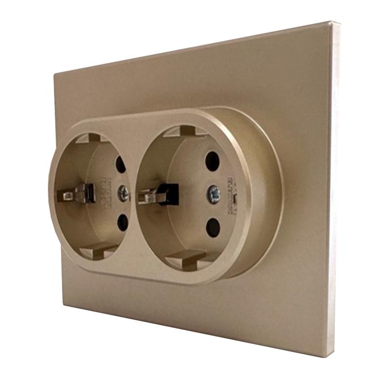 Механизм розетки 2-местн. с/з с з/ш СП Ugra 16А IP20 250В шампань GUSI С11Р6-027