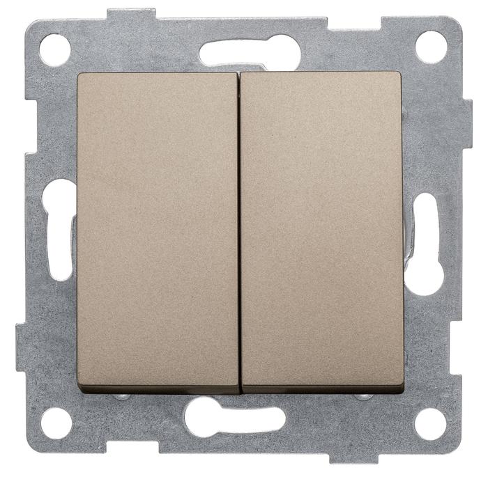 Переключатель проходной 2-кл. СП Ugra 10А IP20 250В для двух цепей механизм шампань GUSI С11В8-027