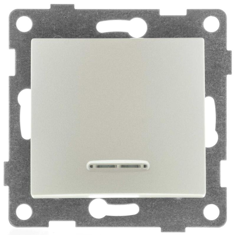 Выключатель 1-кл. СП Bravo 10А IP20 250В с индикацией механизм жемчуж. GUSI С10В18-028