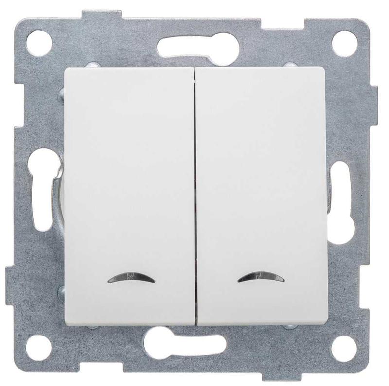 Выключатель 2-кл. СП Ugra 10А IP20 250В с индикацией механизм жемчуж. GUSI С11В28-028