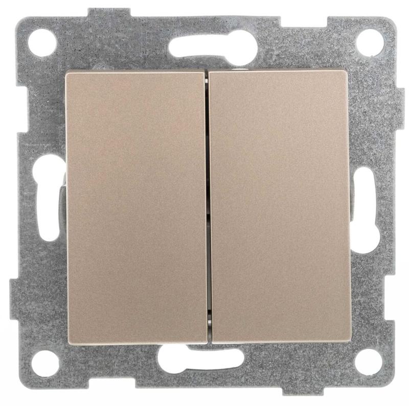 Выключатель 2-кл. СП Bravo 10А IP20 250В механизм шампань GUSI С10В2-027