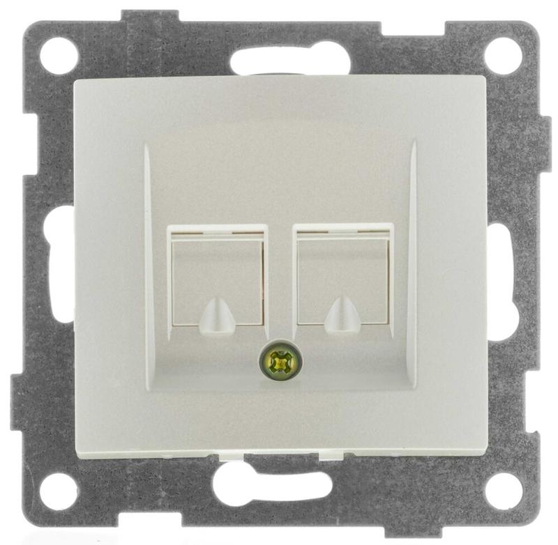 Механизм розетки компьютерной RJ45 2-местн. СП Bravo жемчуж. GUSI С10К2-028