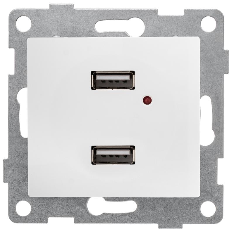 Механизм розетки USB 2-местн. СП Bravo жемчуж. GUSI С10USB2-028