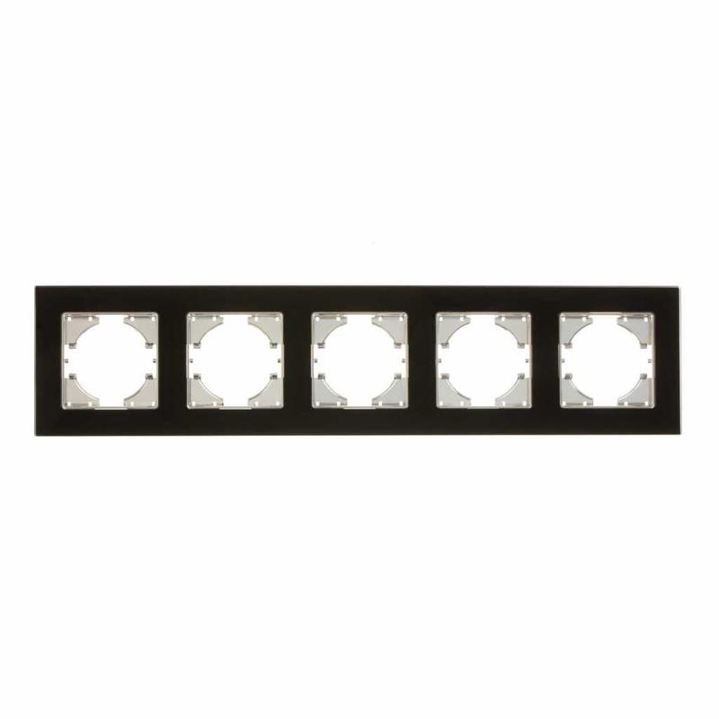 Рамка 5-местн. Ugra стекло черн. GUSI С1150-031