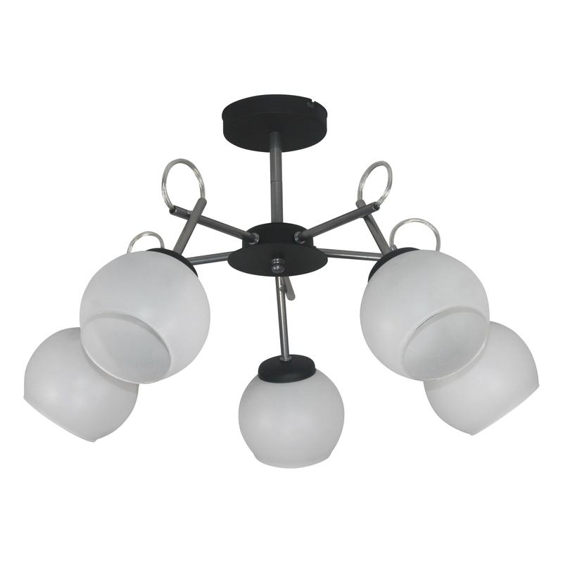 Светильник "Блюз" 151 (плафон 8330) НПБ 01-5х60-163 Е27 (ИМ) потолочный черн.хром Элетех 1005405225