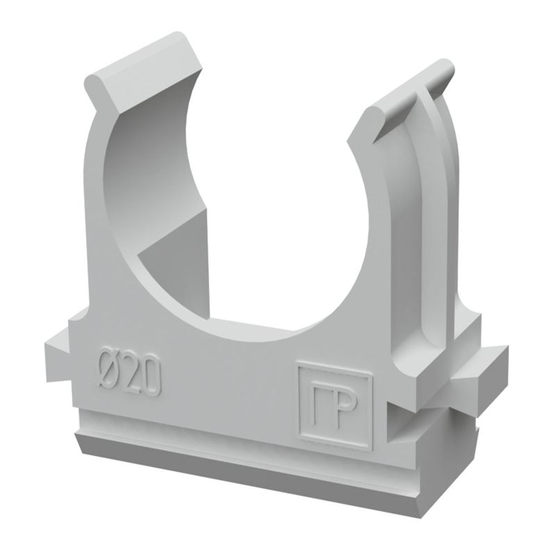 Держатель для труб (клипса) d20мм АБС-пластик кор. (уп.100шт) Промрукав PR.02620