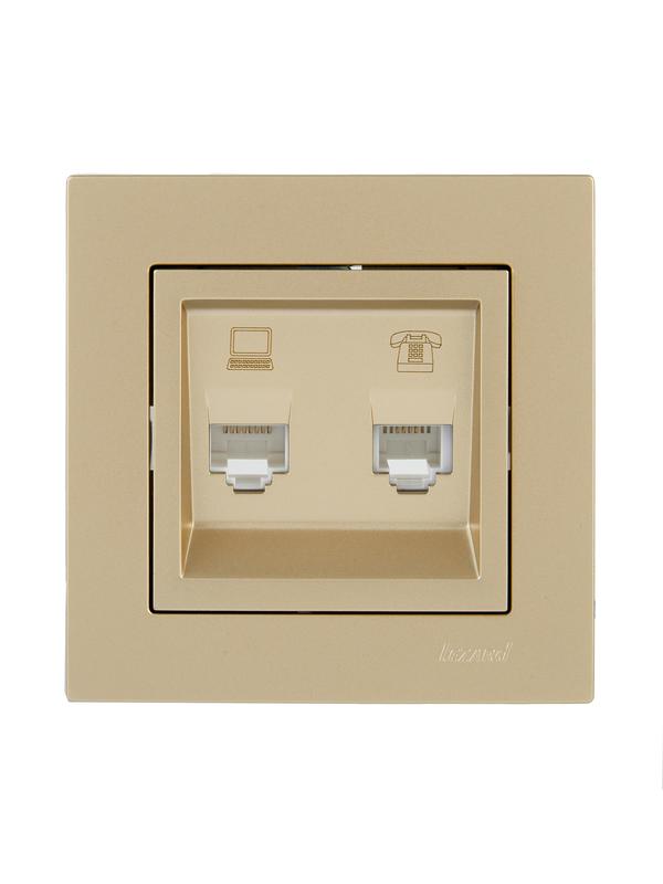 Розетка компьютер+телефон VESNA зол. LEZARD 742-3688-143