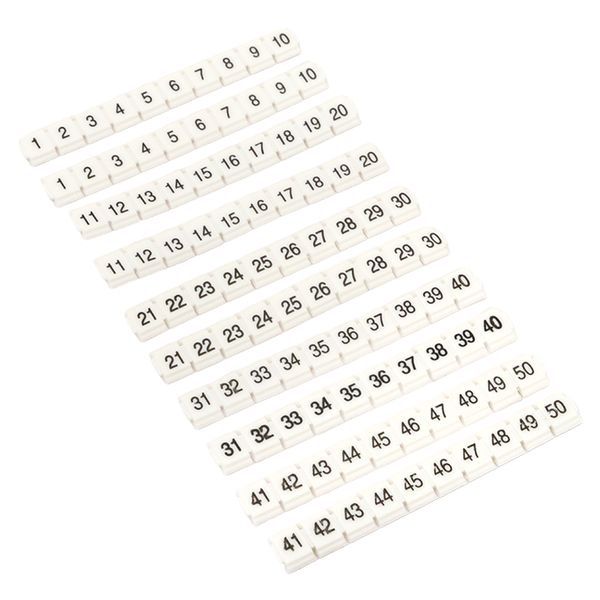 Маркеры для ST/Push-in 2.5 с нумерацией 1-50 для крепления сбоку (уп.100шт) EKF zb-st-2.5-nlpe-1-50