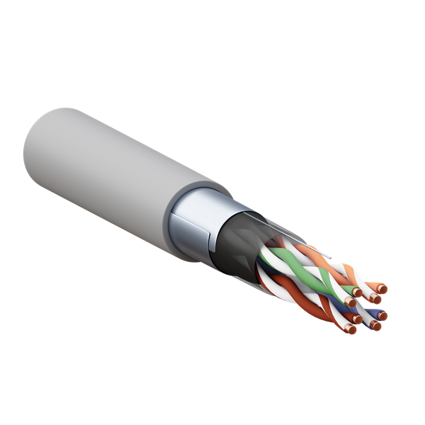 Кабель витая пара F/UTP кат.5E 4 пары 24 AWG solid PVC сер. (м) TERACOM PRO EKF TRP-5EFTP-04PVC-GY-IN3