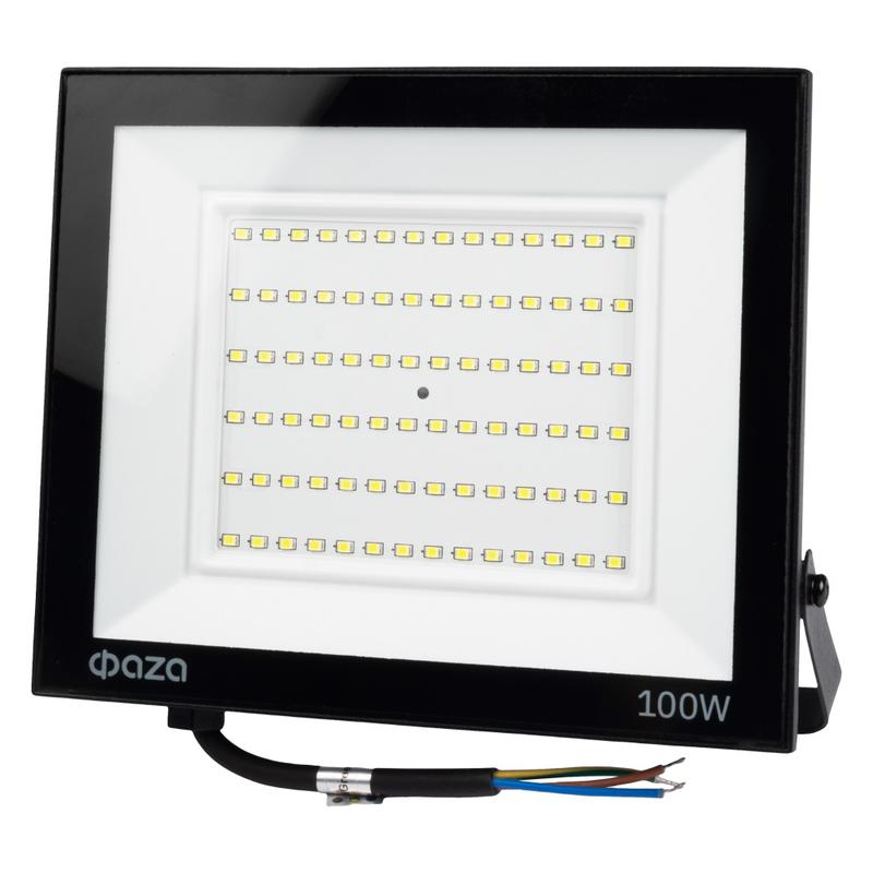 Прожектор светодиодный СДО-20 100Вт 6500К IP65 230В BL ДО прозр. закален. стекло ФАZА 5047341