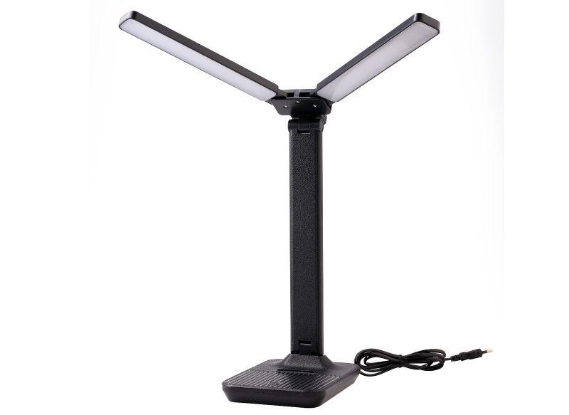 Светильник светодиодный настольный UF-819 C02 12Вт 6000К 3ур. яркости 2 плафона кожа черн. Ultraflash 15164