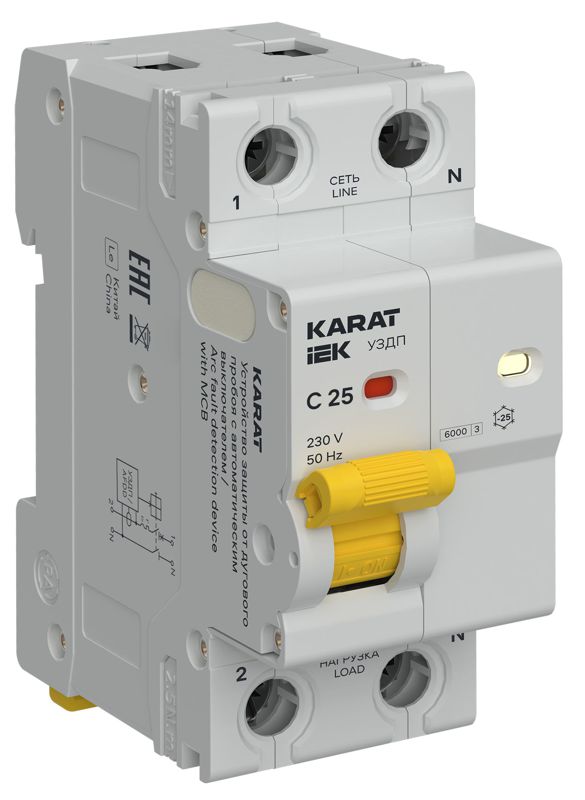 Устройство защиты от дугового пробоя (УЗДП) 1P+N C 25A с авт. выкл. KARAT IEK KA-DP11-1-025-C