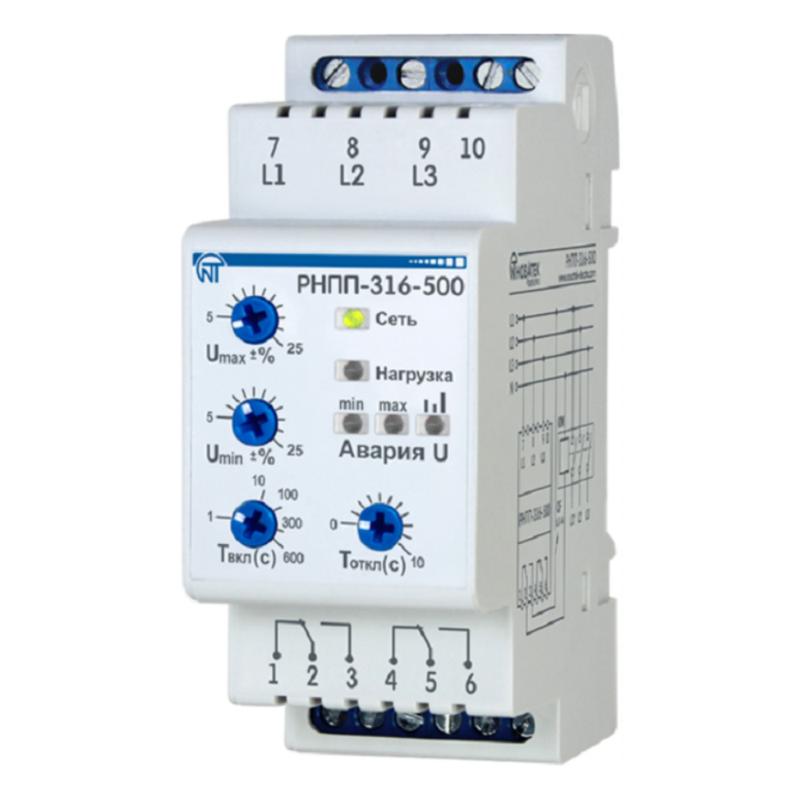 Реле напряжения трехфазное РНПП-316-500 раздельные регулировки порогов напряжения НовАтек-Электро 3425600316