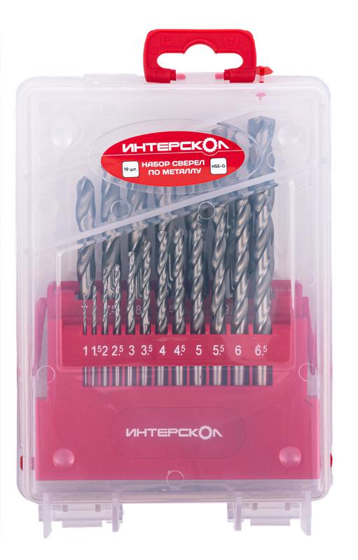 Набор сверел по металлу из быстрорежущей стали HSS-G (19шт) ИНТЕРСКОЛ 18101.019