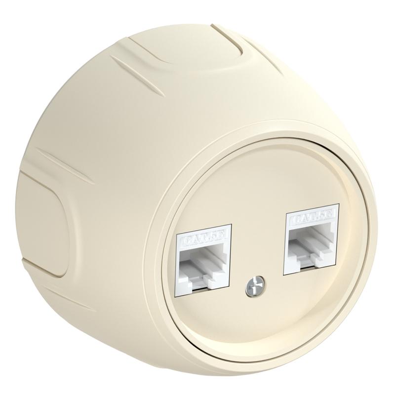 Розетка компьютерная 2-м RJ45 кат.5E Rotondo беж. OneKeyElectro 7700892