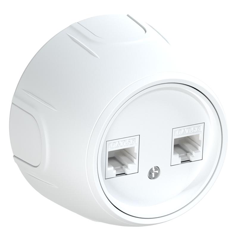 Розетка компьютерная 2-м RJ45 кат.5E Rotondo бел. OneKeyElectro 7700891