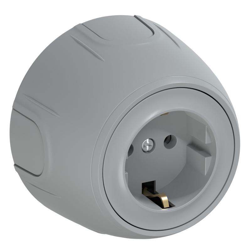 Розетка Rotondo с заземл. винтов. контакты сер. OneKeyElectro 7700874
