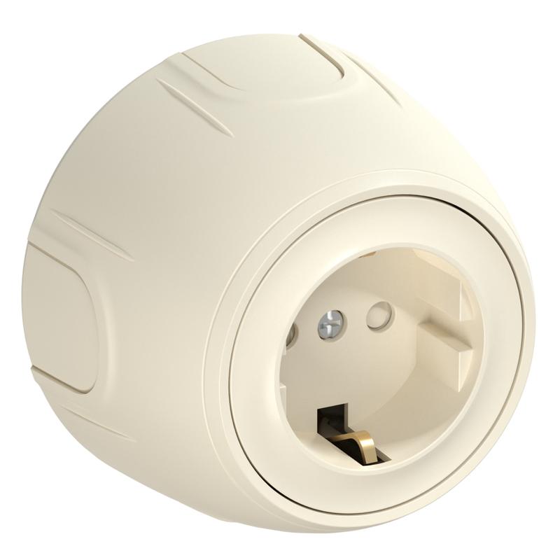 Розетка Rotondo с заземл. защ. шторки винтов. контакты беж. OneKeyElectro 7700877