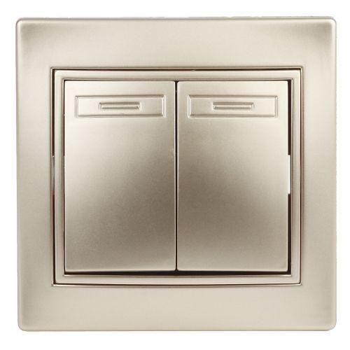 Переключатель 2-кл. СП Plano 1-107-04 10А 250В IP20 шампань Intro Б0053808