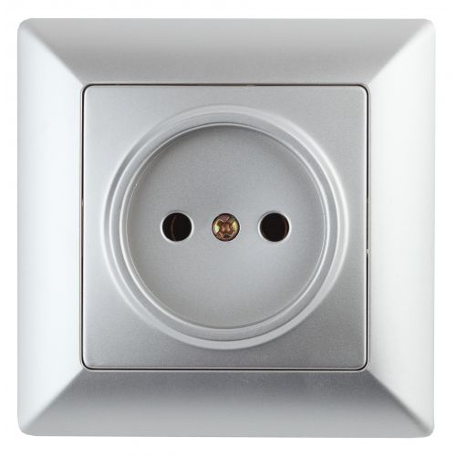 Розетка 1-м СП Solo 4-201-03 2P 16А 250В IP20 без заземл. алюм. Intro Б0053643
