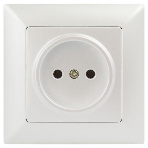 Розетка 1-м СП Solo 4-201-06 2P 16А 250В IP20 без заземл. перламутр Intro Б0053646