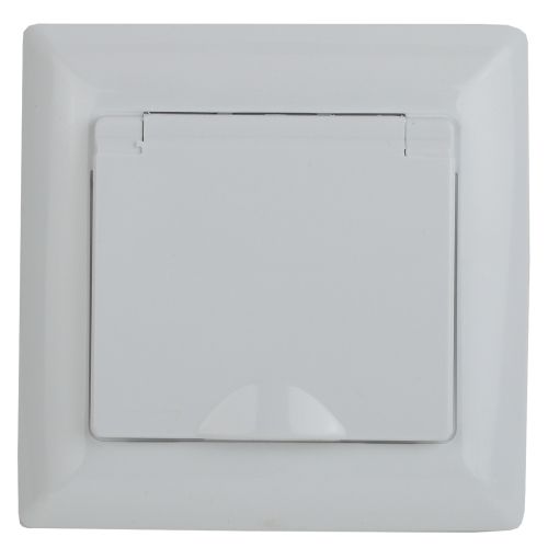 Розетка 1-м СП Solo 4-203-01 16А 250В IP20 2P+E Schuko с заземл. защ. крышка бел. Intro Б0053657