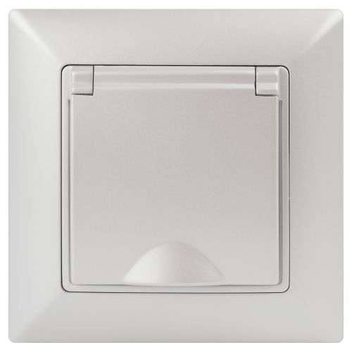 Розетка 1-м СП Solo 4-203-06 16А 250В IP20 2P+E Schuko с заземл. защ. крышка перламутр Intro Б0053662