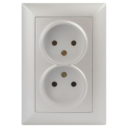 Розетка 2-м СП Solo 4-204-06 2х2P 16А 250В IP20 без заземл. перламутр Intro Б0053671