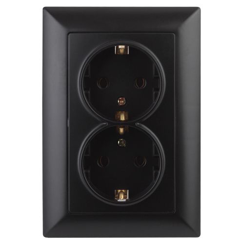 Розетка 2-м СП Solo 4-205-05 16А 250В IP20 2х2P+E Schuko с заземл. антрацит Intro Б0053677