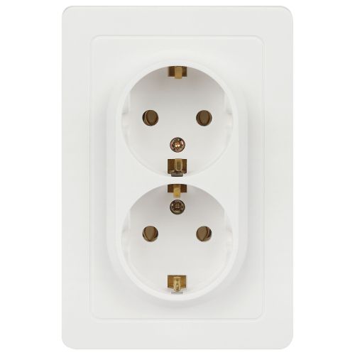 Розетка 2-м СП Style 7-205-01 16А 250В IP20 2х2P+E Schuko с заземл. бел. Intro Б0060621