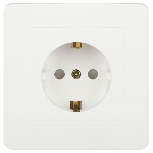 Розетка 1-м СП Style 7-206-01 16А 250В IP20 2P+E Schuko с заземл. защ. шторки бел. Intro Б0060623