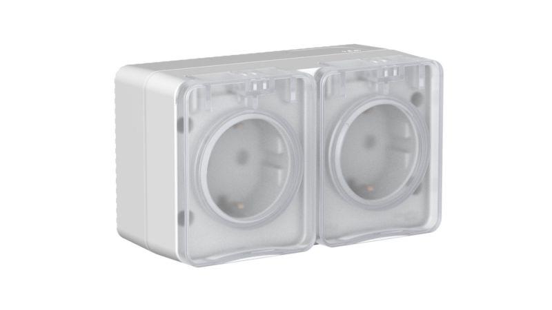 Розетка 2-м ОП AtlasDesign PROFI 16А IP54 заземл. защ. шторки сер. SE ATN543026