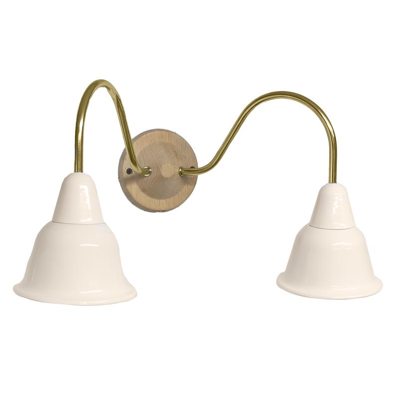 Светильник Кампана 2 плафона настенный керамика песочн. зол./зол. Bironi BS1-22-0404/31/10