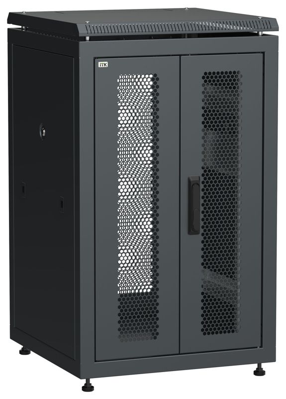 Шкаф сетевой LINEA N 19дюйм 18U 600х600мм передн. перфорир. распашная двустворчат. задн. перфорир. чер. ITK LN05-18U66-2PP