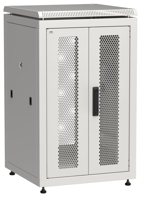 Шкаф сетевой LINEA N 19дюйм 18U 600х600мм передн. перфорир. распашная двустворчат. задн. перфорир. сер. ITK LN35-18U66-2PP