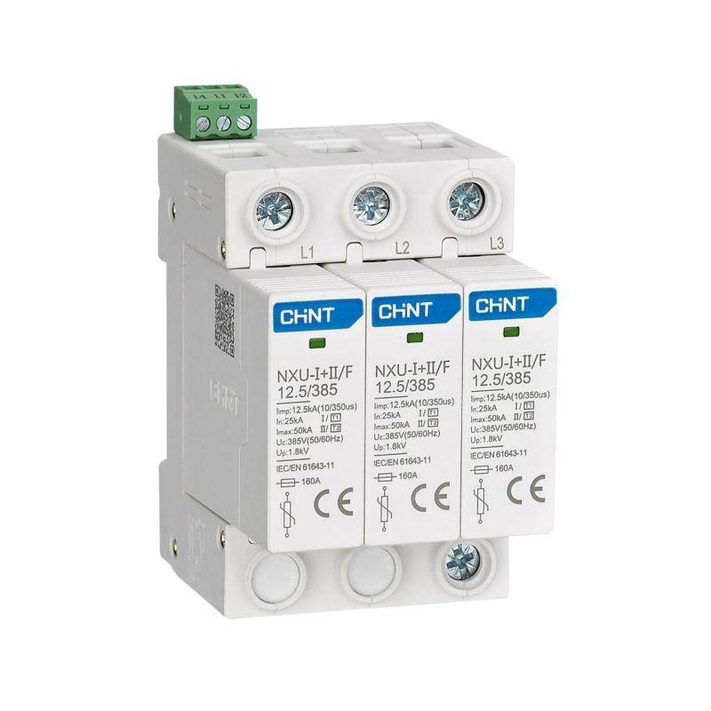 Ограничитель импульсных перенапряжений NXU-I+II/F 3P In=25кА Uc=275В Im=50кА CHINT 308594