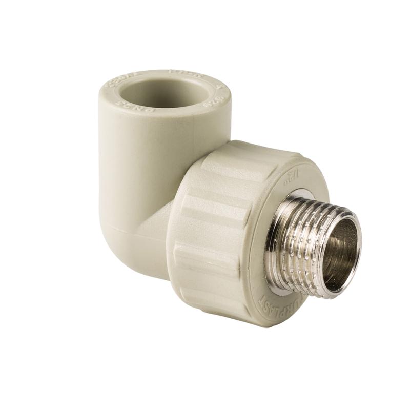 Угольник комбинированный PPR наружн. резьба 20х1/2 сер. RTP 11049