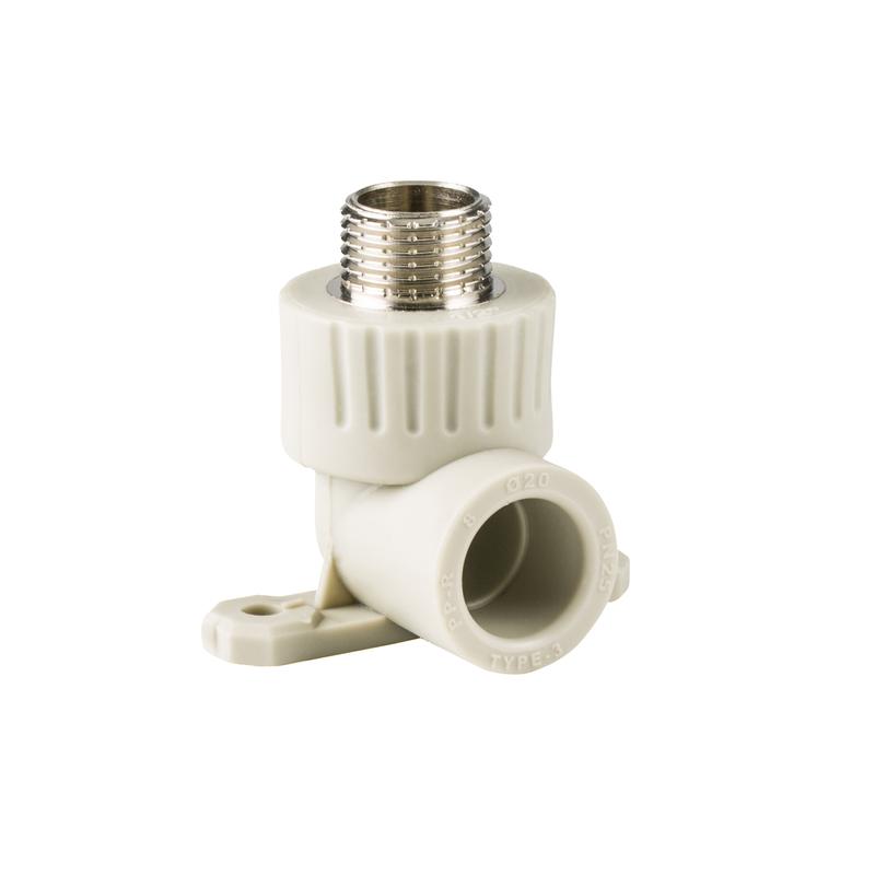 Угольник комбинированный с креплением PPR наружн. резьба 20х1/2 сер. RTP 11056