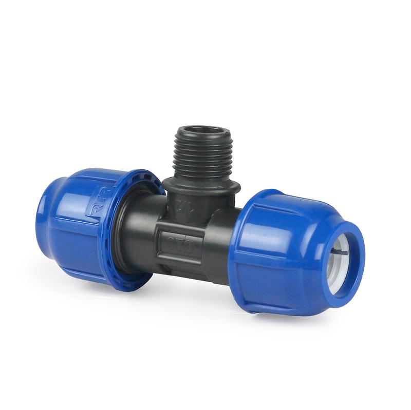 Тройник компрессионный наружн. резьба PN10 d63х2дюйм PN10 для ПЭ труб RTP 21788