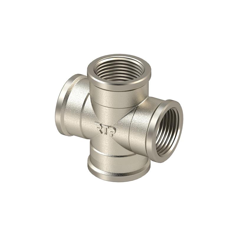 Крестовина латунь 1/2дюйм никель RTP 25162