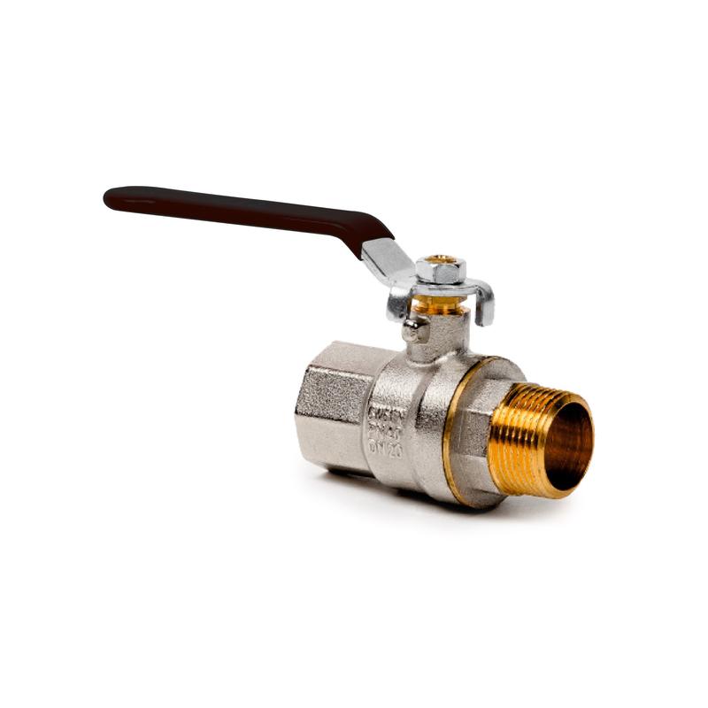 Кран шаровой ручка рычаг латунь внутр./наружн. резьба 3/4дюйм PN40 никель RTP 27395