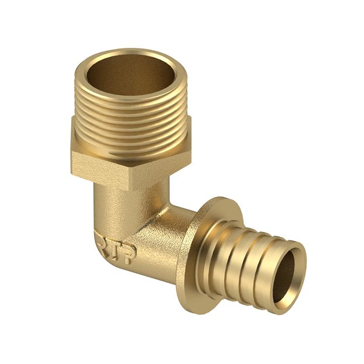 Угольник аксиальный латунь наружн. резьба 16х3/4дюйм желт. RTP 28369