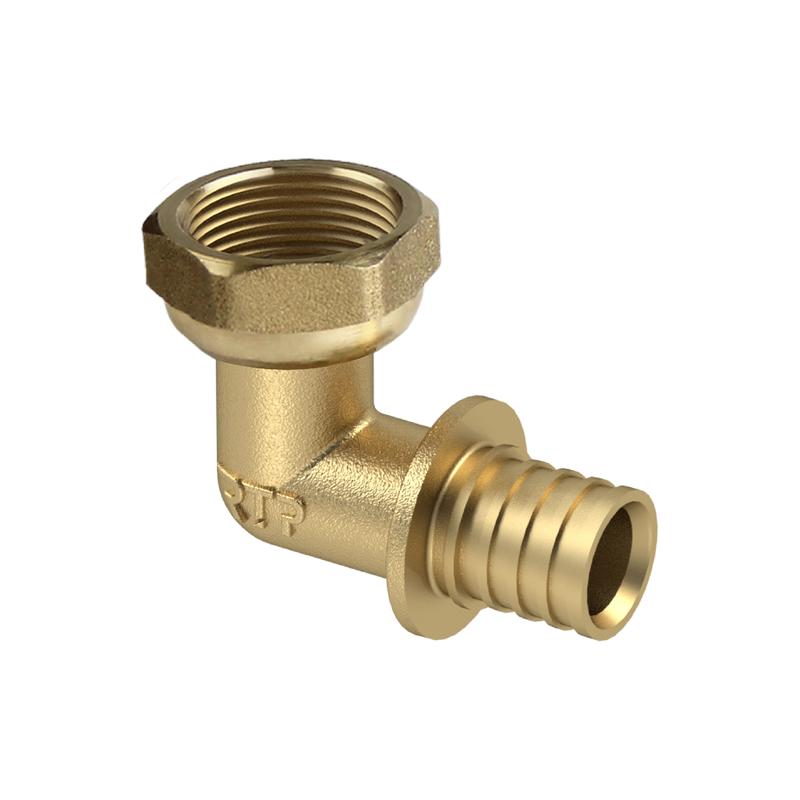 Угольник с накидной гайкой аксиальный латунь 25х1дюйм желт. RTP 29307