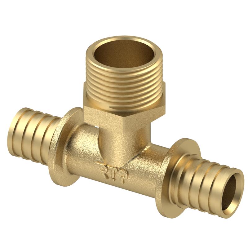 Тройник аксиальный латунь наружн. резьба 25х3/4дюйм желт. RTP 29324